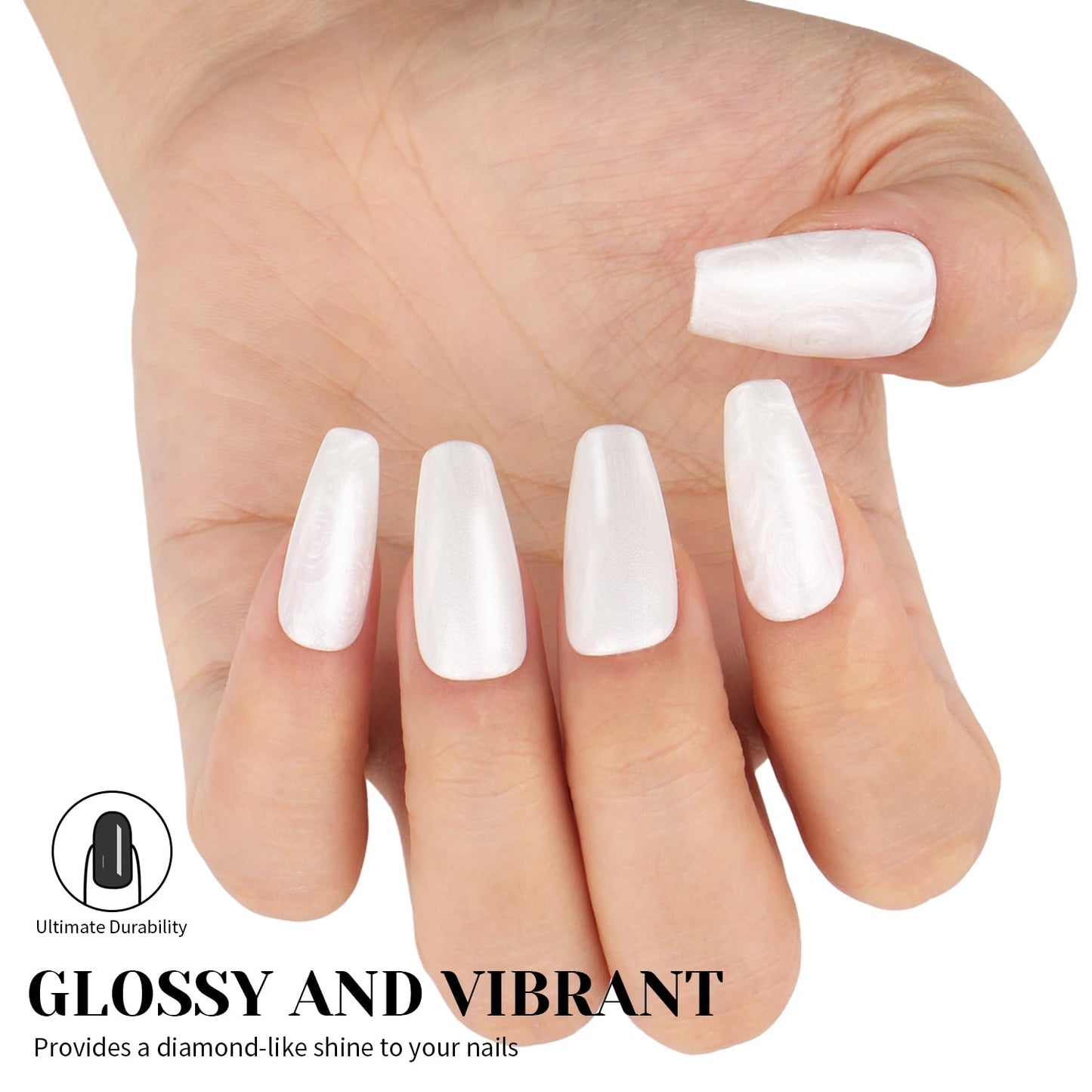 White Pearl Gel Nail Polish - 0.51 fl oz Pearl White Shimmer Gel Polish for Manicure Salon or DIY Nail Art At Home - GP0029