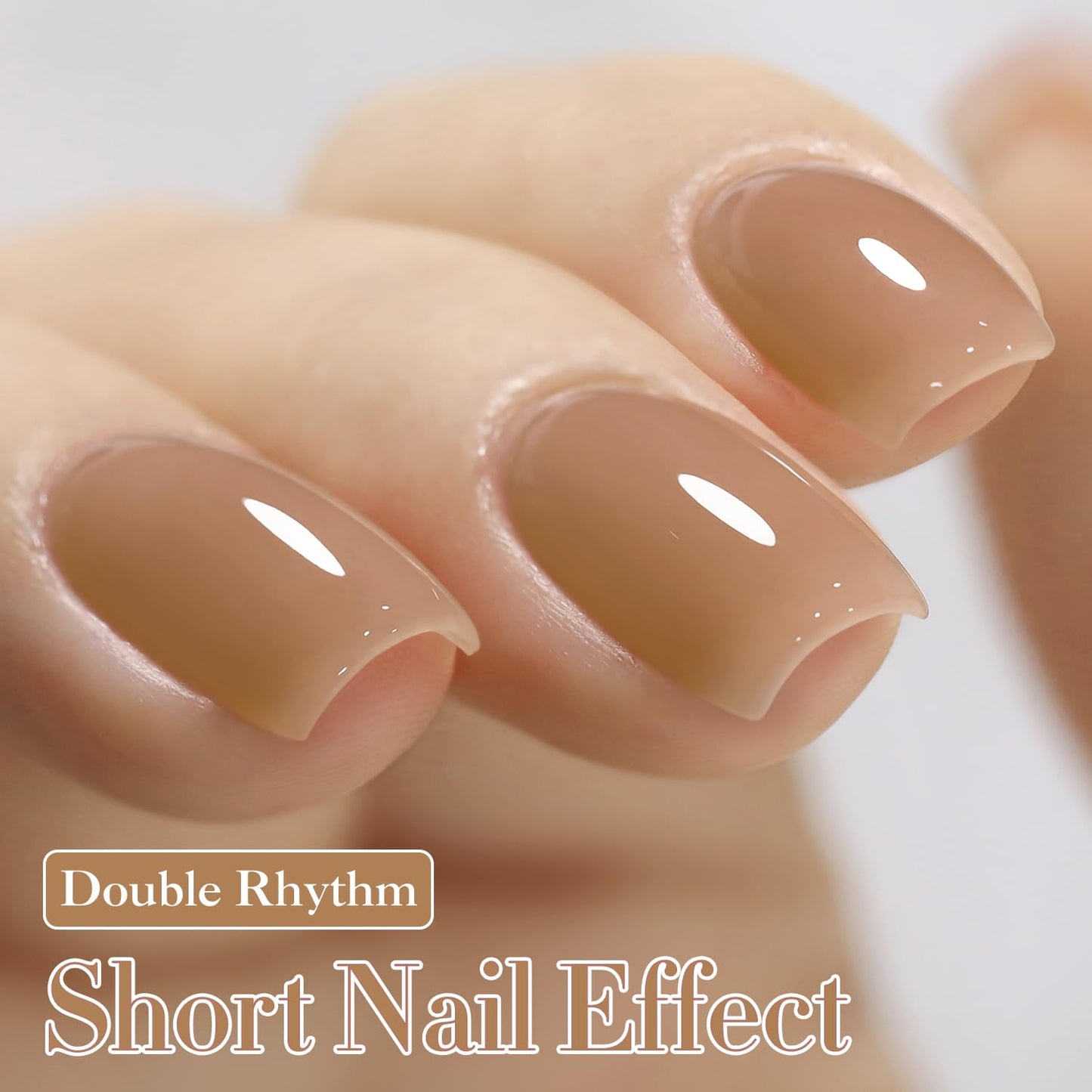 Double Rhythm 0.5Oz Translucent Gel Polish Sheer Neutral Natural Light Milky Same Color Same Bottle 15ML Jelly Nail Art DIY at Home (Nude-A1372)