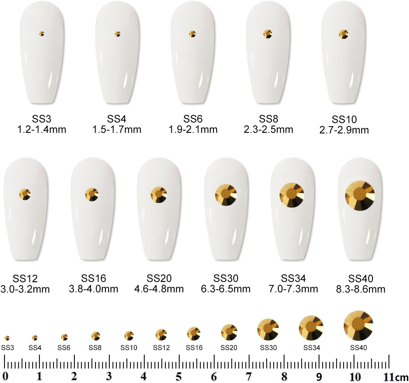 3000 PCS SS8 Flatback Rhinestones,12-Facet Diamond-Cut Glass Gems for Nail Art,Clothing,DIY Crafts,Glue-On Decoration Stones with Silver Backing,Aurum