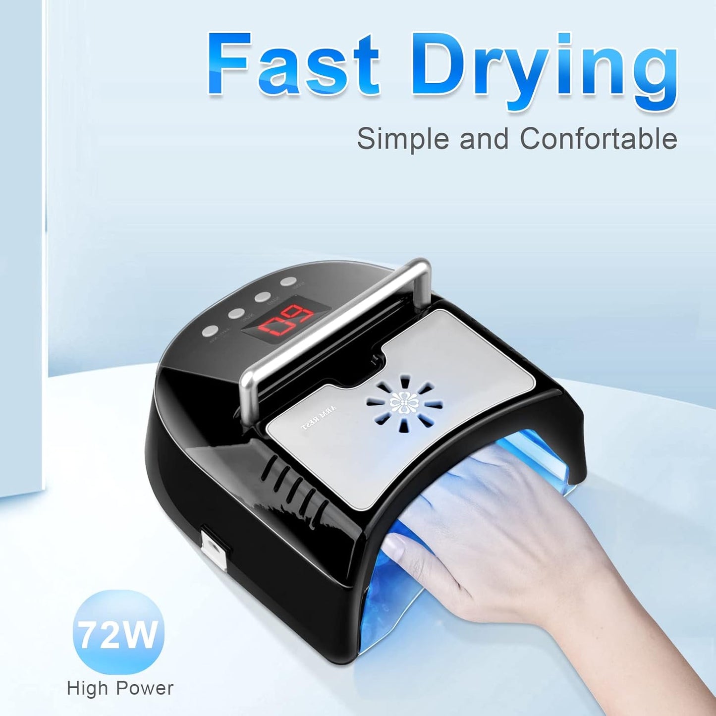 72W Professional UV Led Nail Lamp,Cordless Nail Curing Light for Gel Nails with Fan, IMENE Rechargeable Nail Dryer with Portable Handle Perfect for Salon Home Nail Art(Black)