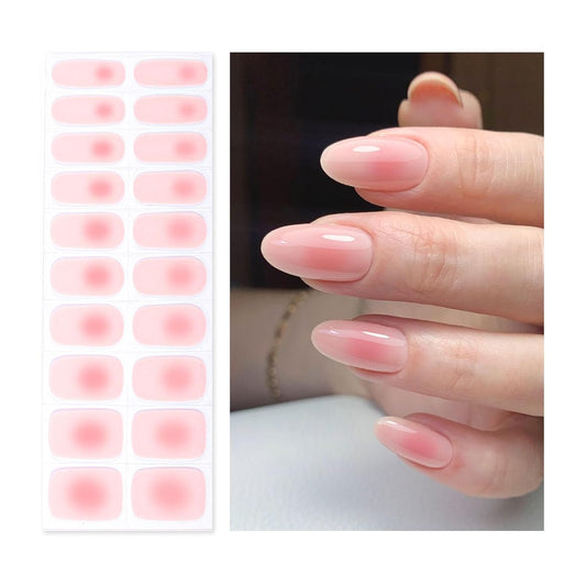 Semi Cured Gel Nail Strips | Built-In Gel Top Coat | UV Light Required | Salon Quality, Easy Application And Removal (Blush)