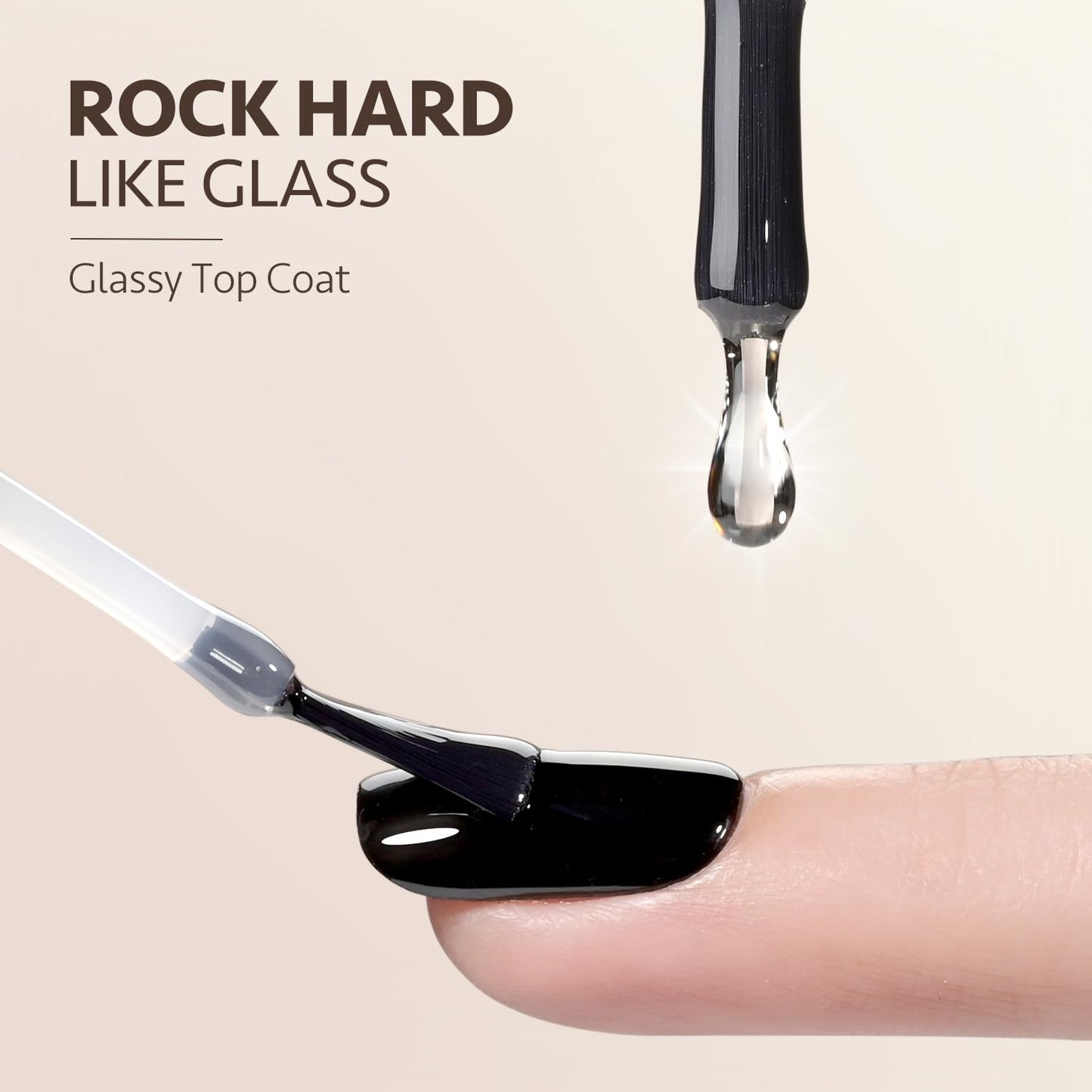 GAOY Gel Top Coat and Base Coat Set, 2 Pcs 7.3ml Glassy Top Coat and No Wipe Foundation Combination for UV Light Cure Gel Nail Polish