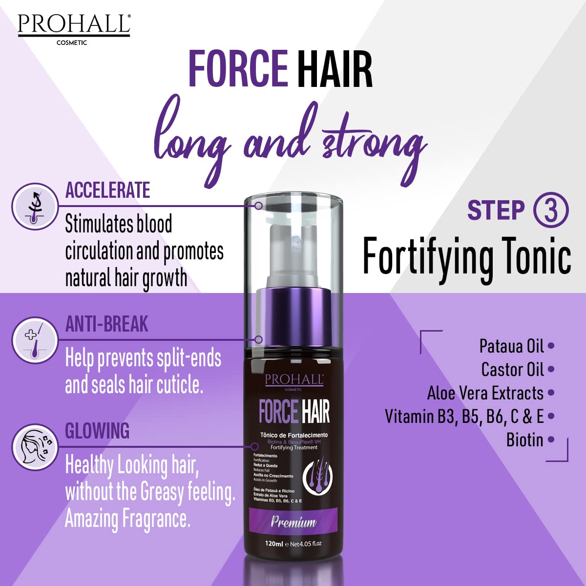 Prohall Cosmetic Force Hair Tonic for Hair Growth -Texturizing Spray for Hair Growth & Damaged Hair - Glossing Tonic for men and women – Hair Loss thickening Spray (5.07 Fl.oz)
