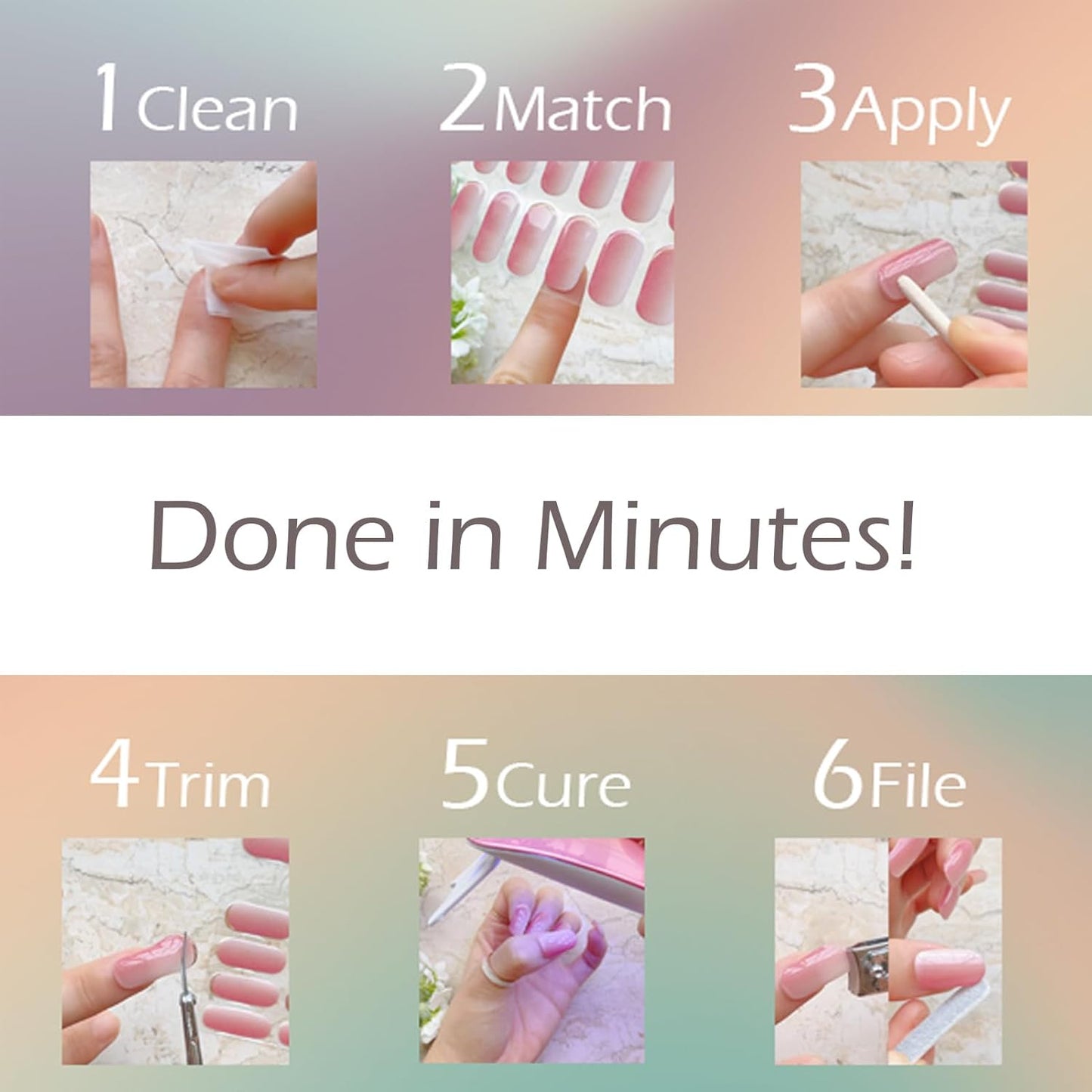 Semi Cured Gel Nail Strips, 20 pcs Nail Wraps, Glaze Stickers, Salon Quality French Manicure, Full Decal Gel Polish Strips, Long Lasting SCG, Easy on, UV Required (Tropical Isle)