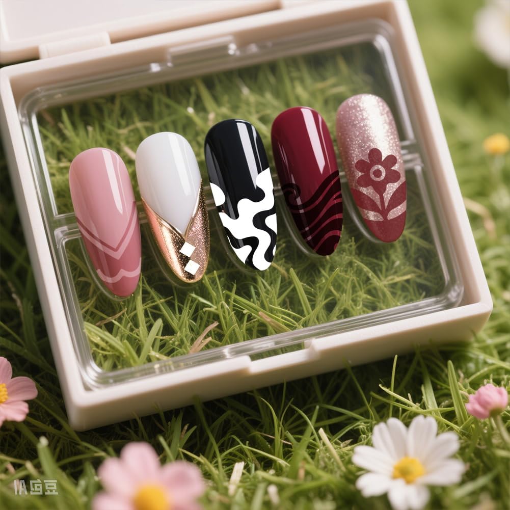 UNICRAFTALE 6Pcs French Line Nail Plates Stamping Set Wave Stripe Stamp Nail Templates Reusable Stencils Stainless Steel DIY Nail Art Plates Nail Stamp Templates Kit DIY Printing Tools