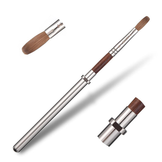 KADS Acrylic Nail Brush with Penholder Nail Brush for Acrylic Application-Oval Shaped Powder Nail Design Tools for Professional Manicure DIY Home Salon (8#)