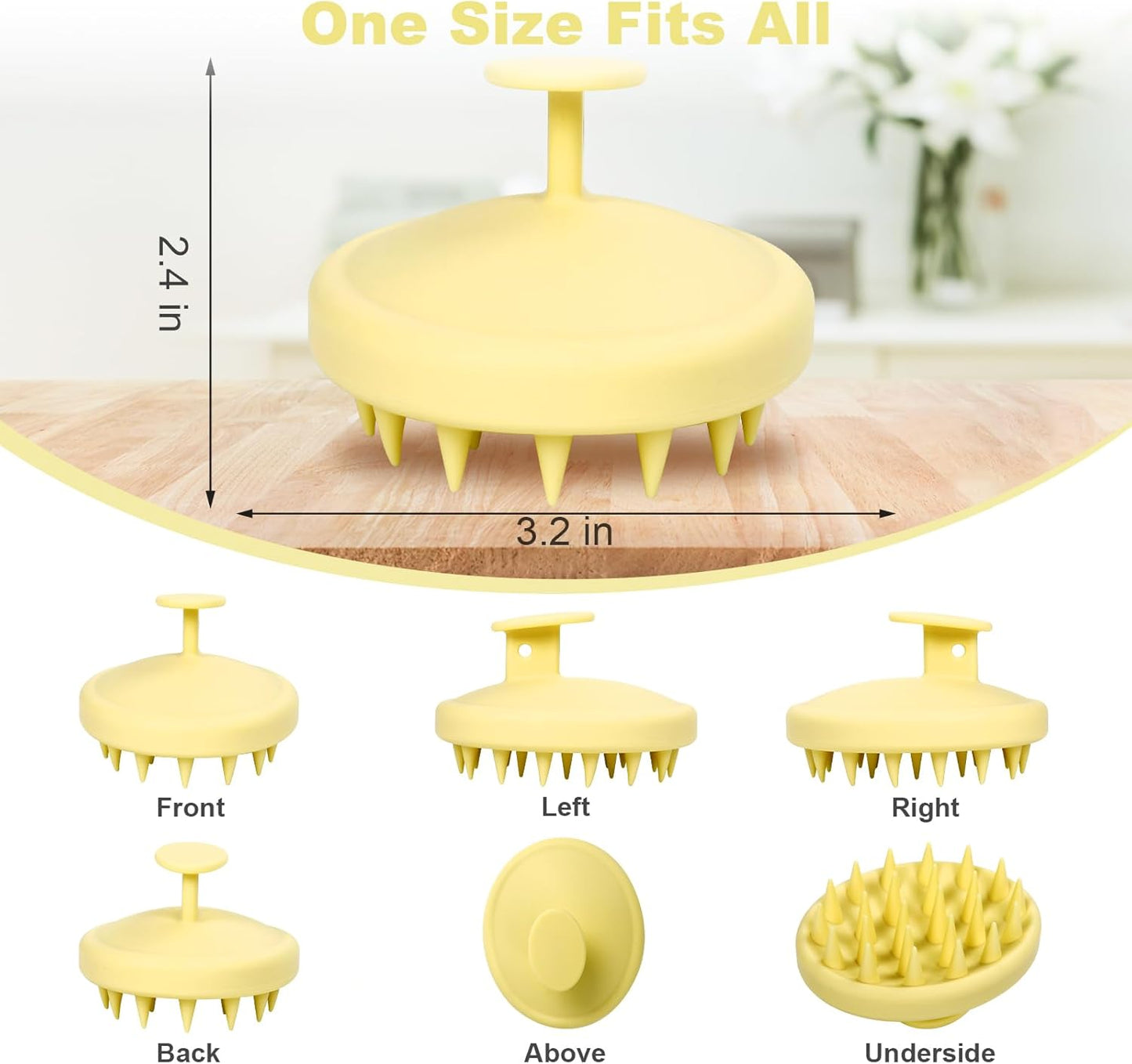 Silicone Scalp Massager, Scalp Scrubber for Hair Growth with Soft Bristles, Scalp Exfoliator Brush Dandruff Removal Shampoo Brush for Wet Dry Scalp Care (Light Yellow)