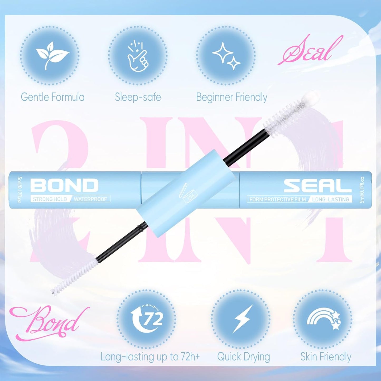 Lash Cluster Glue Waterproof Lash Glue Lashes Bond and Seal Clear Eyeash Glues for Lashes Extension Long Lasting Eyelash Adhesives by zanlufly