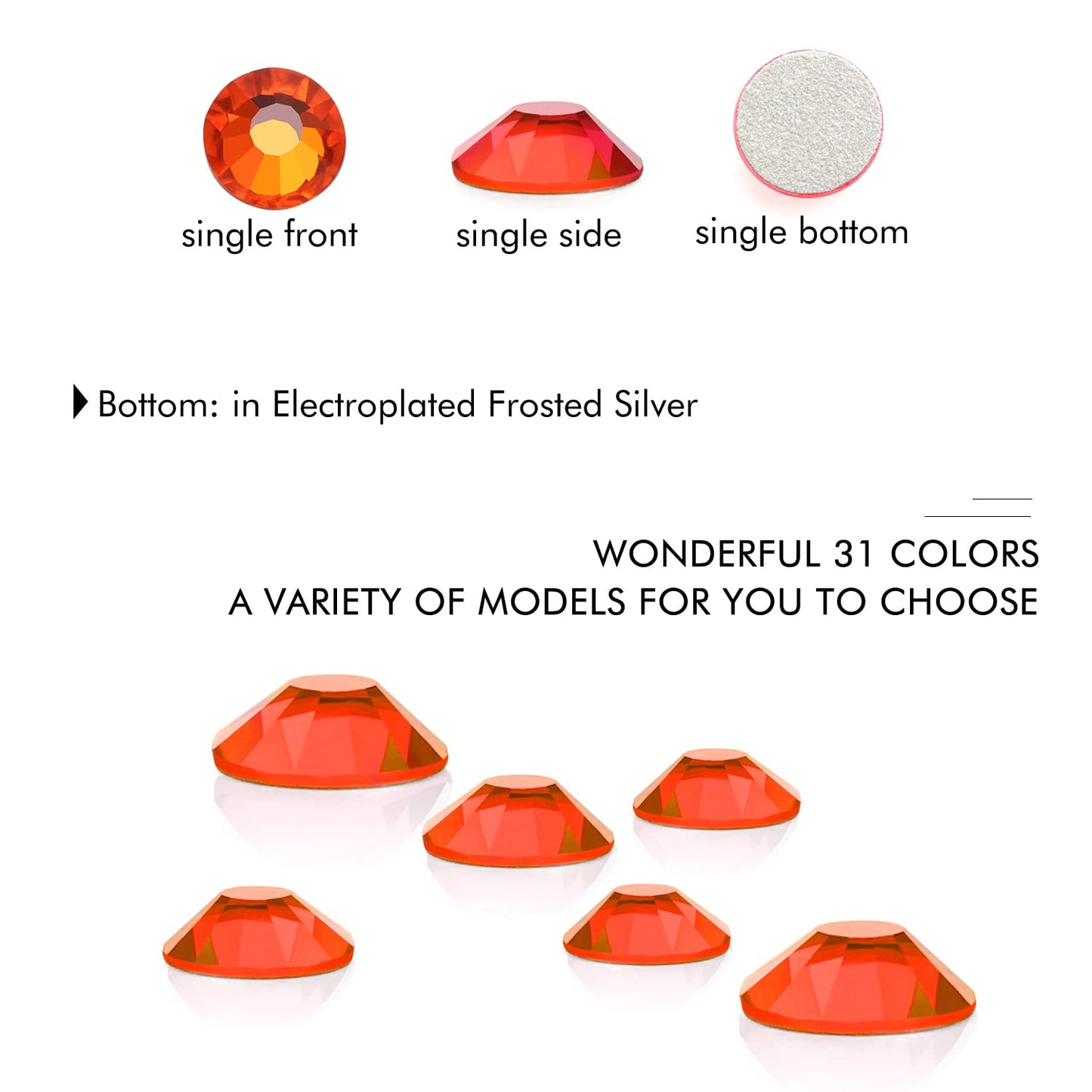 3000Pcs Orange Crystal Rhinestones,Glass Flatback Rhinestones Gemstones Mini for Nail Face Makeup Art Crafts Clothes Decoration - (SS8,2.4mm,Orange)