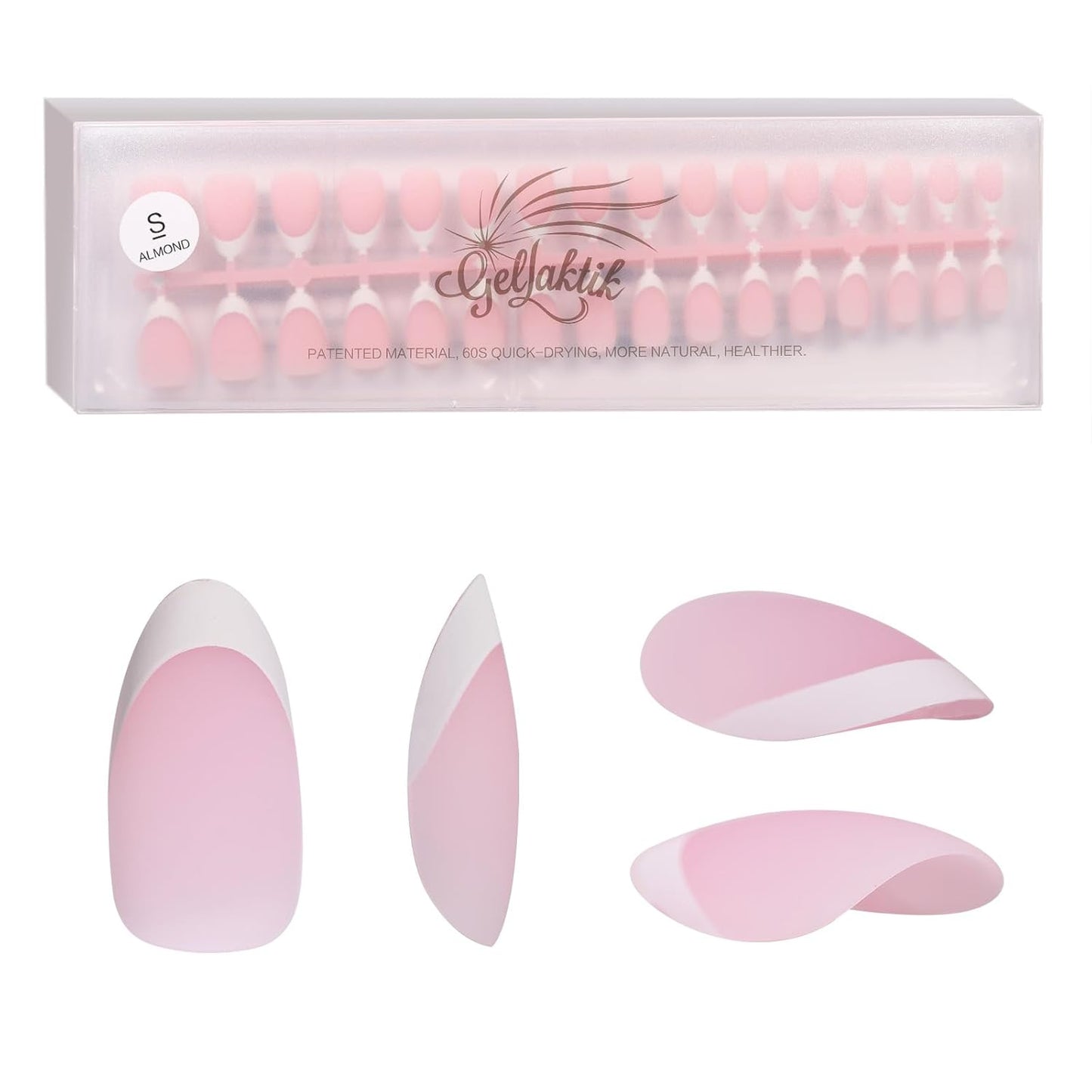 French Tip Press on Nails, 160PCS Gel Nail Tips with 5 Strips, 16 Sizes Pre-applied Primer Classic French Fake Nails, No Need to File, Short Almond Pink, DIY Nails Art Design Gifts for Women