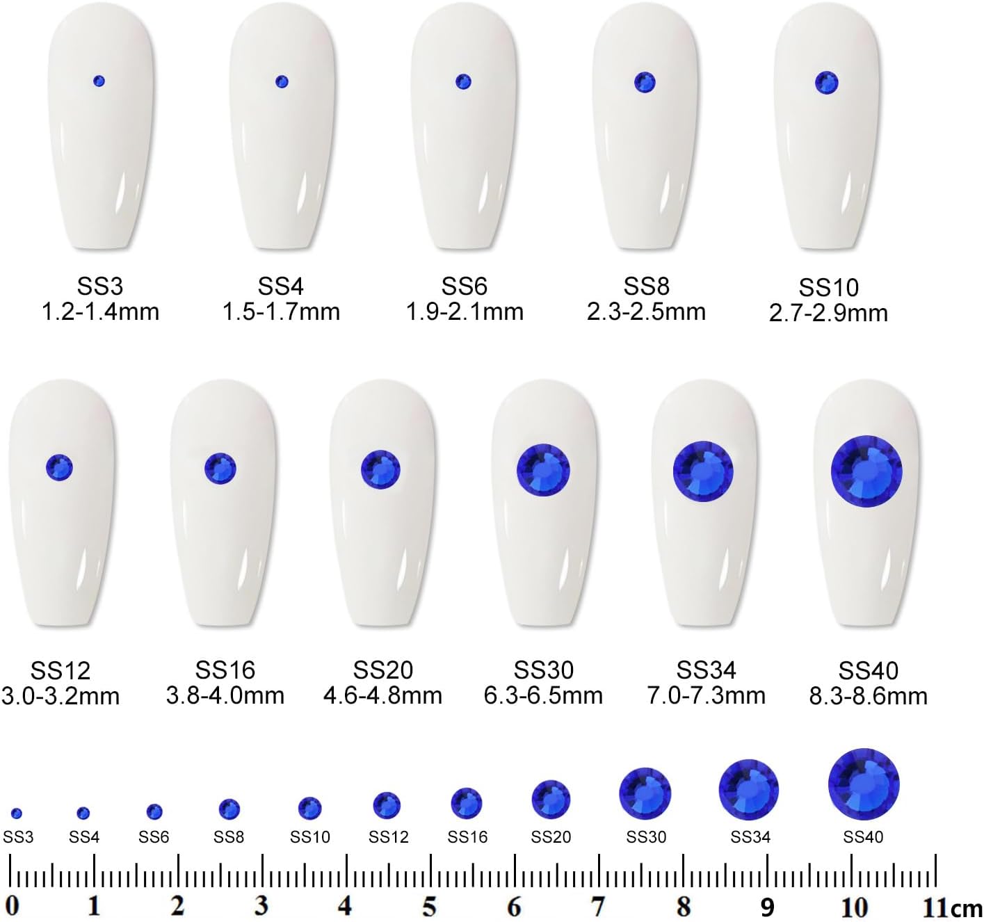 2000PCS SS16 Flatback Rhinestones | 12-Facet Diamond-Cut Glass Gems for Nail Art, Clothing, DIY Crafts |Glue-On Decoration Stones with Silver Backing(Sapphire)