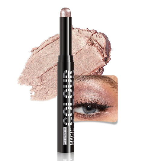 Pale Rose Gold Shimmer Cream Eye Shadow Stick Makeup for Women, Pale Rose Gold Shimmer Matte Eye Shadow Brightener Stick for Eyes Waterproof Eyeshadow Pencil Applicator Blendable for Eye Highlight 02
