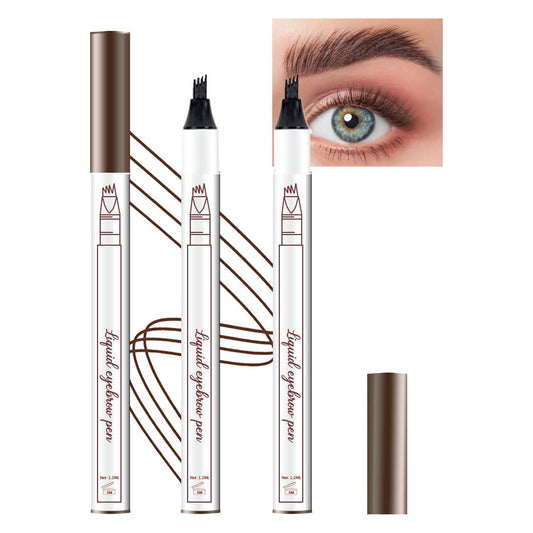 2 Pcs/Set Eyebrow Ink Pencil by Brow Stylist -Micro 4 Point Brow Pen Lift & Snatch Eyebrow Pen Kits with 3 Eyebrow Stencil Long-Lasting Waterproof Natural Eyebrow Hair (01# chestnut colour)