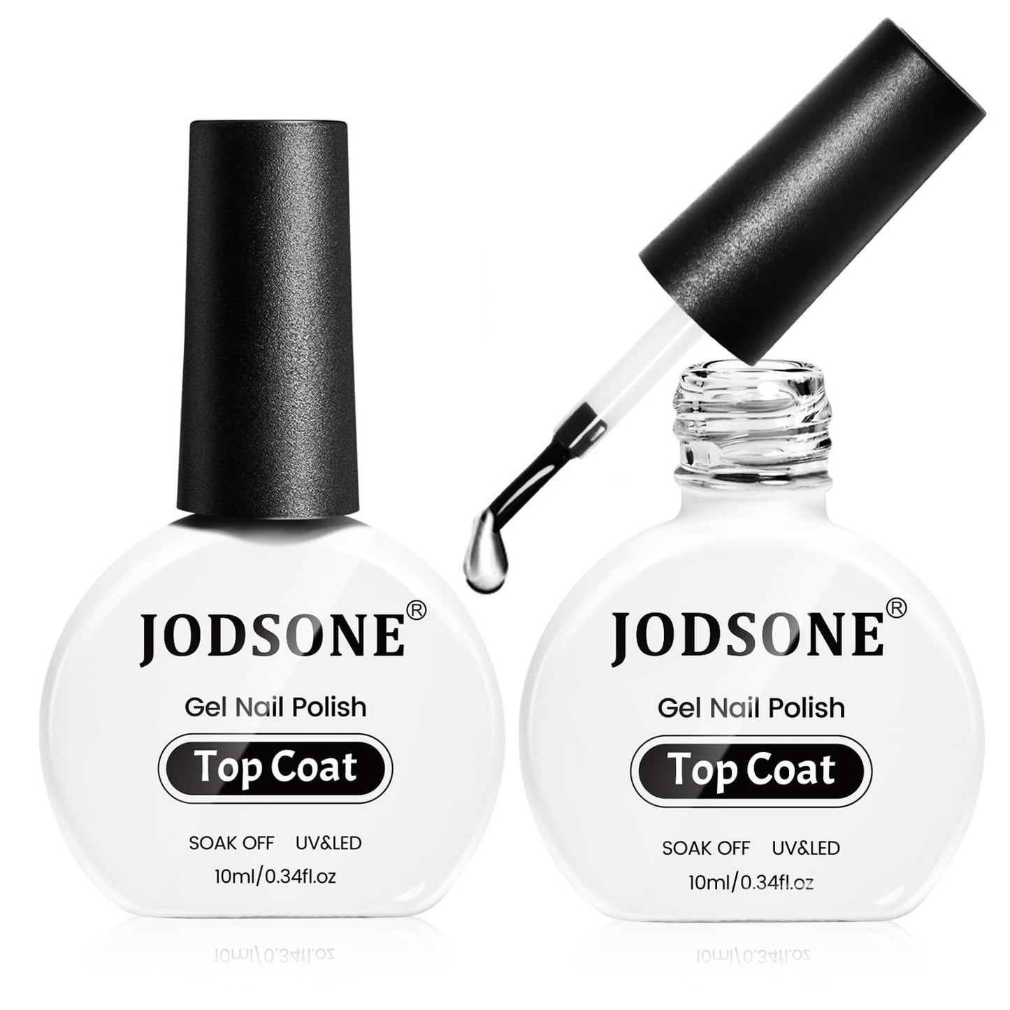 JODSONE 2Pcs 10ml No Wipe Gel Top Coat Clear Glossy Shine Finish Long Lasting No Soak Off Requires U V Lamp Curing Perfect for Salon and DIY Nail Art Design