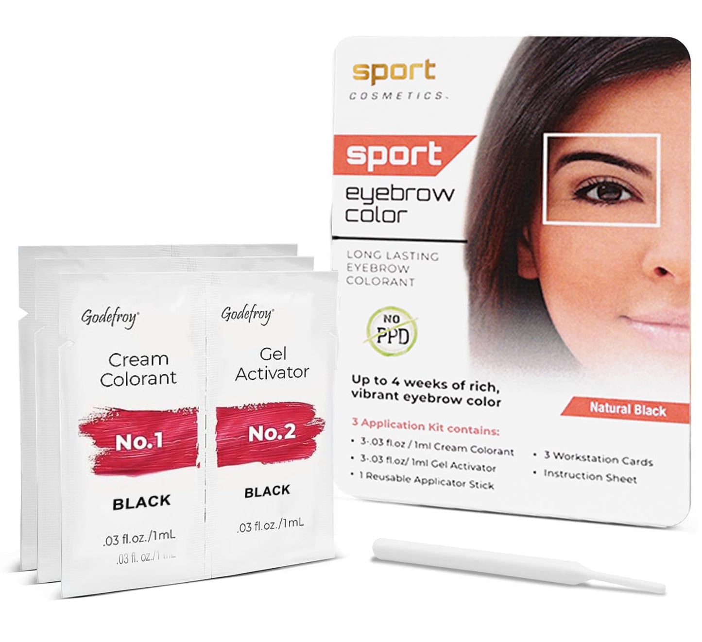 Eyebrow Color For Women, 3 Application Kit, Natural Black