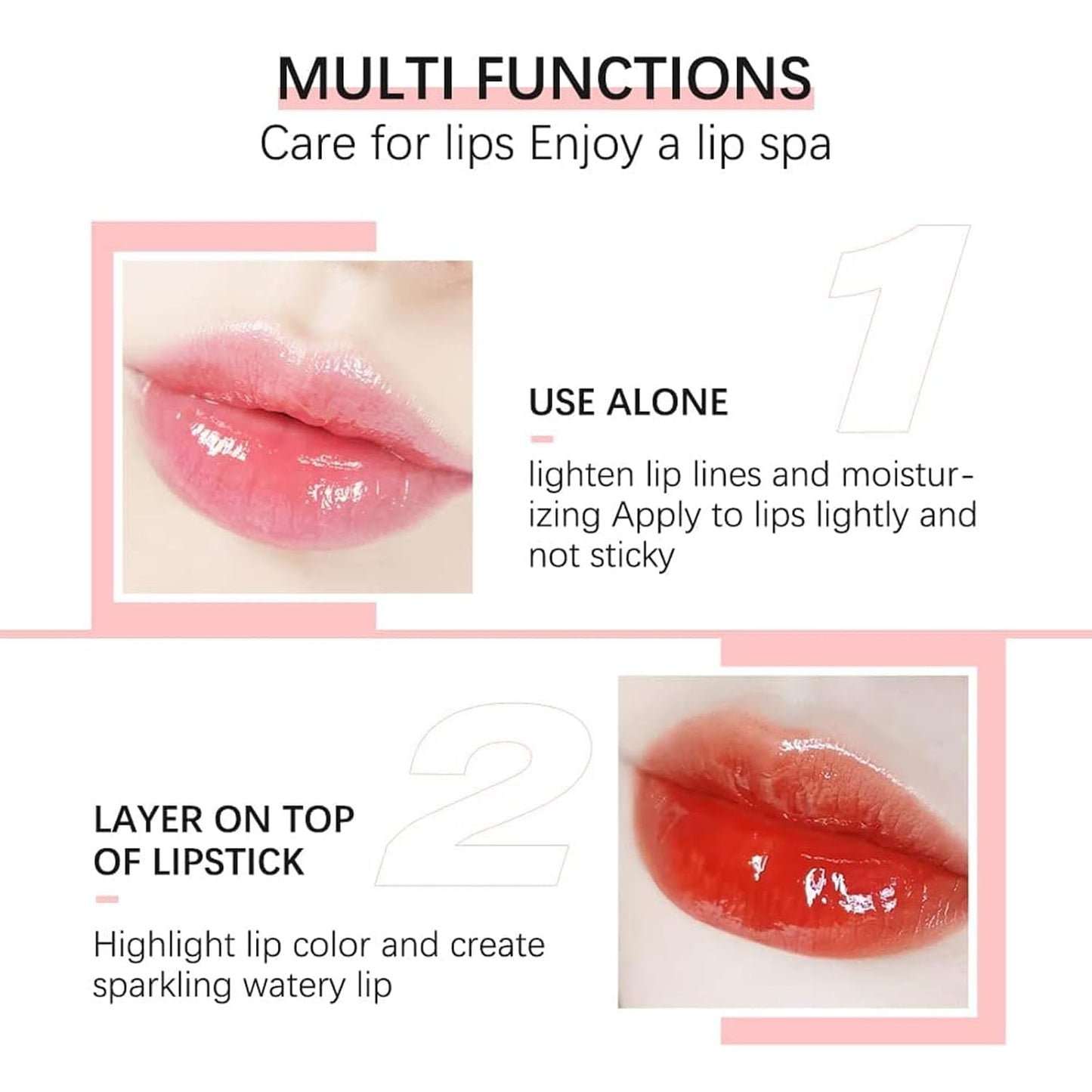 Hydrating Lip Glow Oil-Lip care oil- Lip Oil Tinted for Lip Care and Dry Lips-Prevents Dry Cracked-Non-sticky Big Brush Head-Lip Plumping -Lip Oil gloss tinted-000#CLEAR