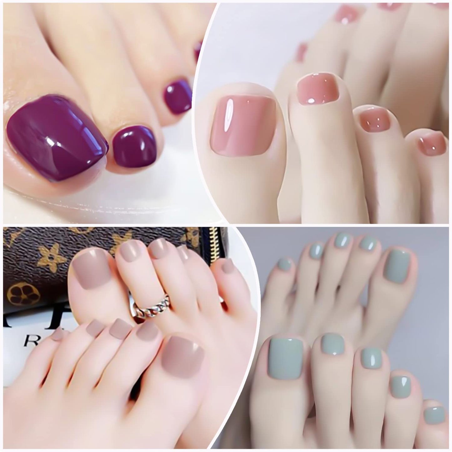 Wokoto 20 Sheet Red, Pink, Purple Toe Nail Polish Strips - Self-Adhesive Gel Nail Stickers & Solid Color Nail Wraps for Toenails