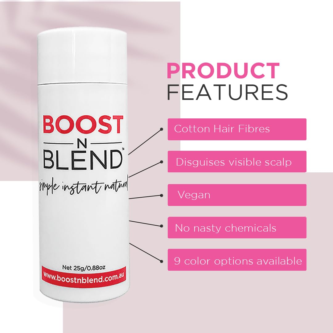 Boost N Blend Hair Volumizer for Thinning Hair in Women - Cotton Fibers and Concealer Powder for Visible Scalp (25g/0.88oz)