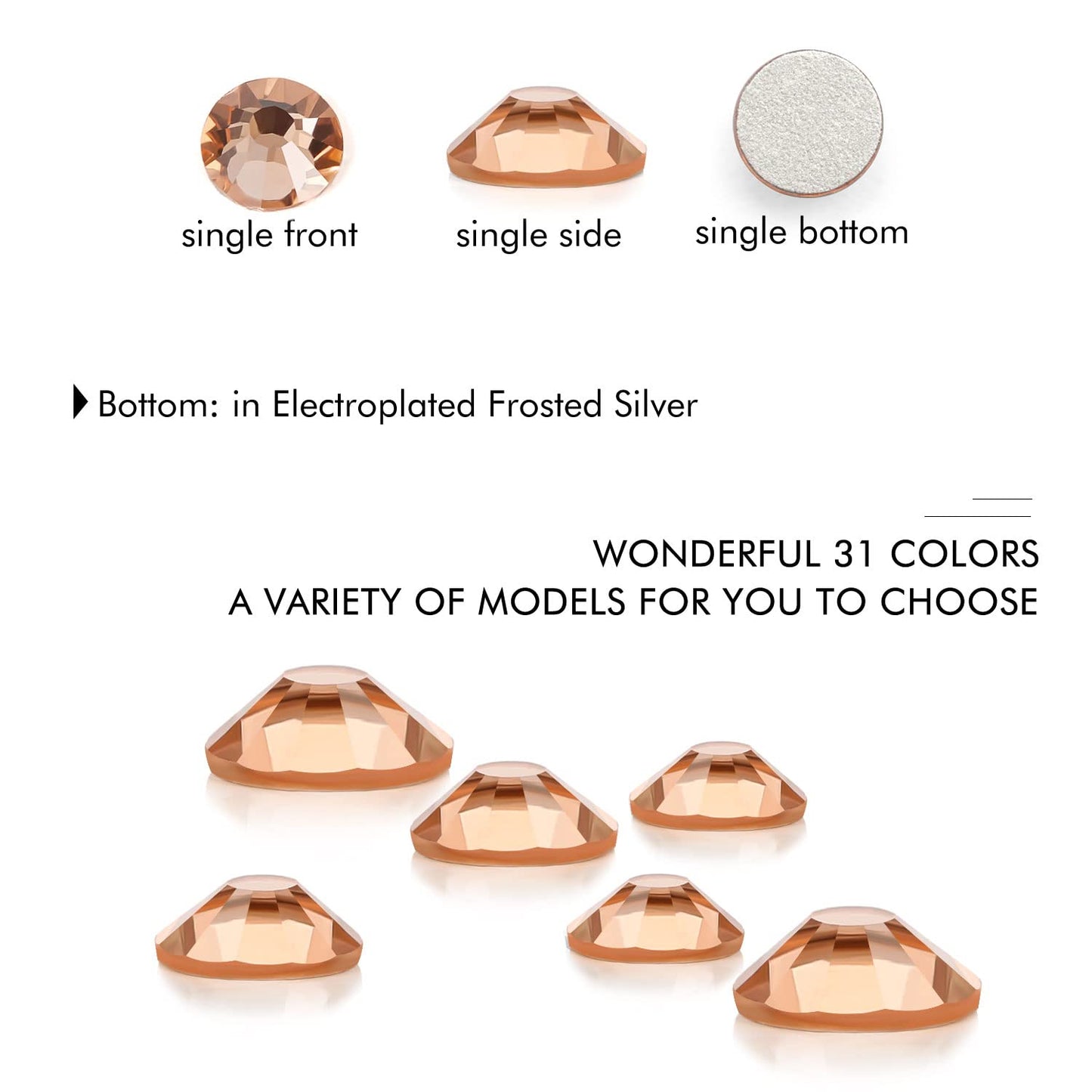 1440Pcs Champagne Crystal Rhinestones,Glass Flatback Rhinestones Mini Gemstones for Nail Face Makeup Art Crafts Clothes Decoration -(SS6,2.0mm,Champagne)