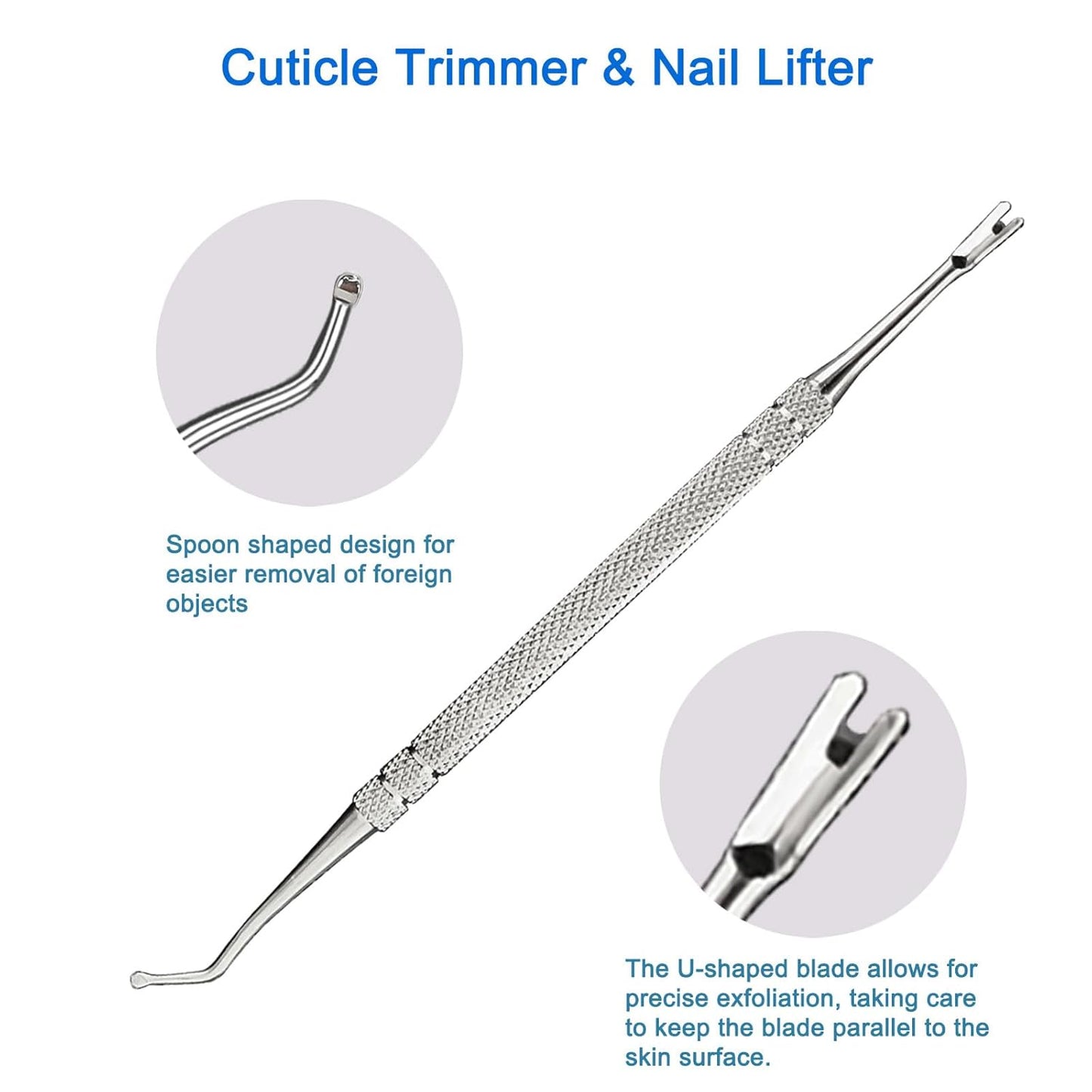 Premium Stainless Steel Manicure Tools 2-Piece Set, Upgrade Gel Nail Polish Remove Tool & Cuticle Pusher, Cuticle Trimmer & Nail Lifter, Durable&Hygienic, For Women