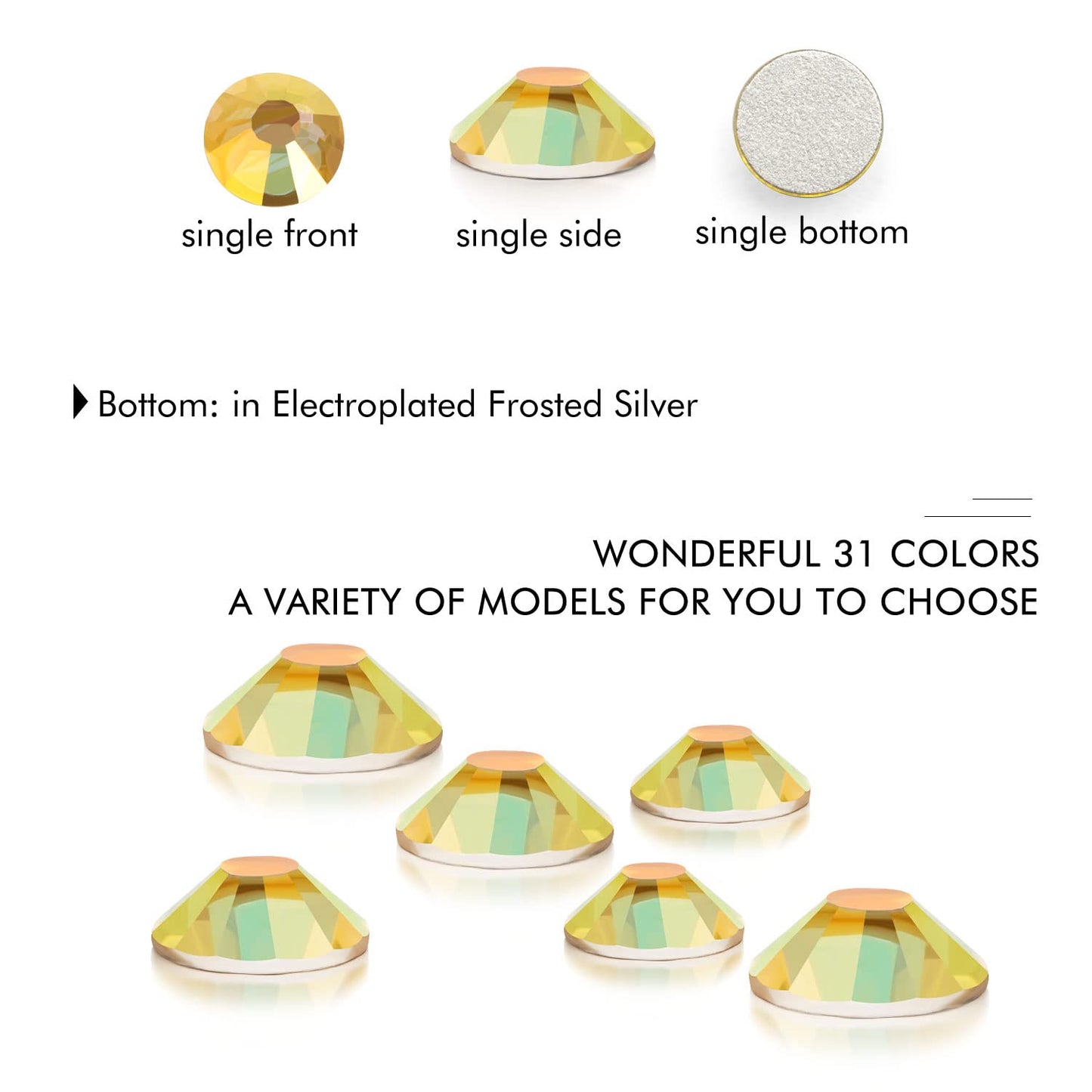 1440Pcs Metallic Sunshine Crystal Rhinestones,Glass Flatback Rhinestones Gemstones for Nail Face Makeup Art Crafts Clothes Decoration -(SS16,4.0mm,Metallic Sunshine)