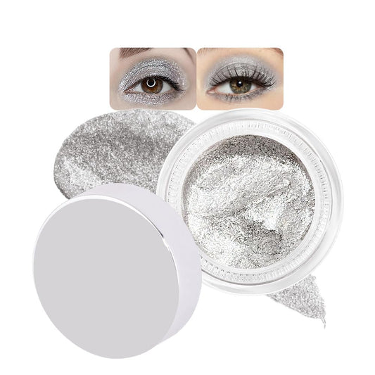 Monochrome Glitter Eyeshadow Palette,Single Silver White Gray Shimmer Eyeshadow,Long-Lasting Sheer Eye Makeup With A Sparkle Finish,Smooth Formula,Vegan & Cruelty-Free