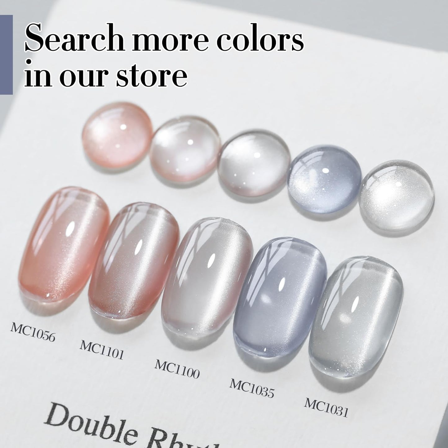 Double Rhythm 0.5 OZ Cat Eye Gel Polish with Magnet 15ML Holographic Glitter Shimmer Translucent Jelly Color Magnetic Polish Salon DIY at Home (MC1035)