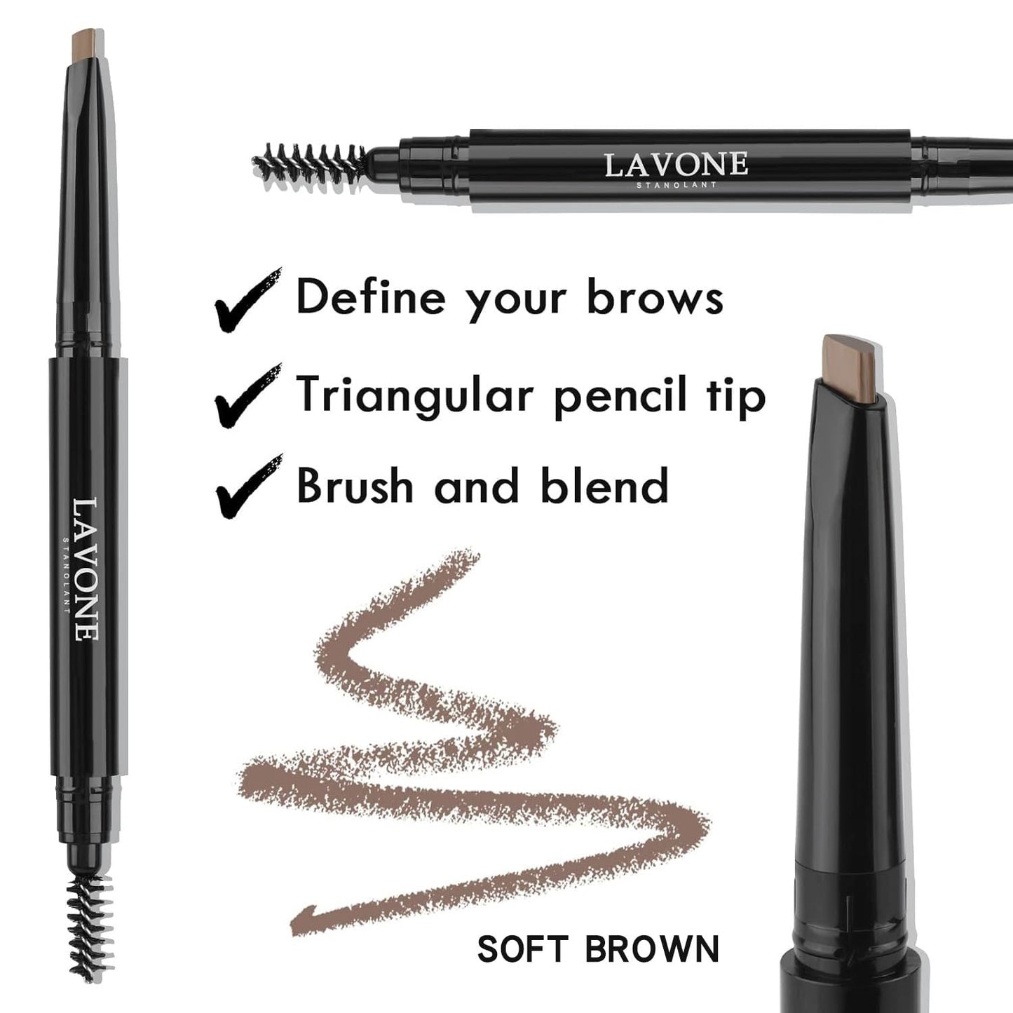 LAVONE Eyebrow Stamp Pencil Kit for Eyebrows Makeup, with Waterproof Eyebrow Pencil, Eyeliner, Eyebrow Pomade, and Dual-ended Eyebrow Brush - Ash Blonde