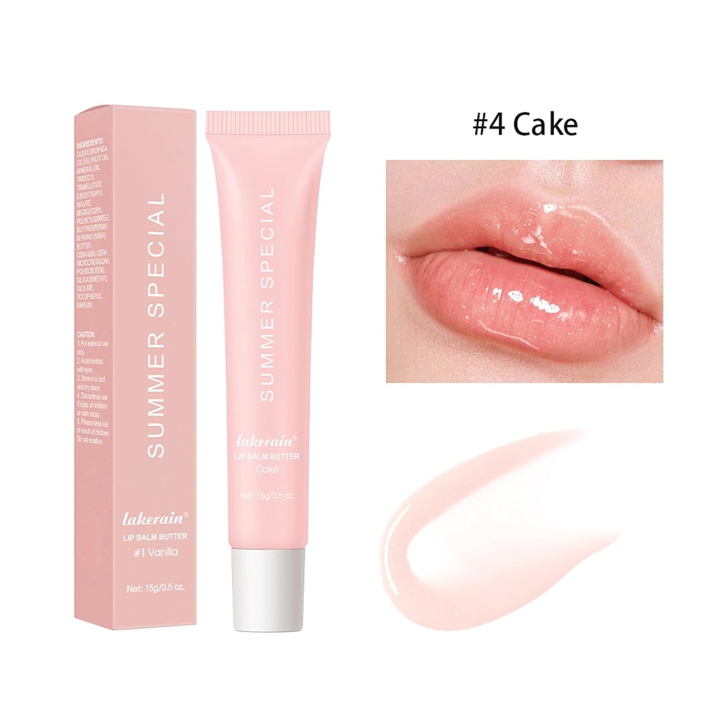 Summer Special Lip Butter Balm - Ultra-Hydrating, Nourishing Lip Care with Natural Ingredients, Shea Butter & Olive Butter, Soothes & Softens Dry Lips (#4 Cake (glitter), 0.5 Fl Oz (Pack of 1))