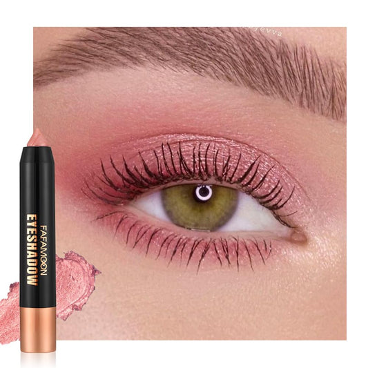 Monochrome Cream Glitter-Shimmer Eye Shadow Stick Palette makeup | 2-in-1 Eyeshadow & Eyeliner Pencil for Women | Waterproof, Vegan & Cruelty-Free | Sombras Para Ojos | 04 Shimmer Pink