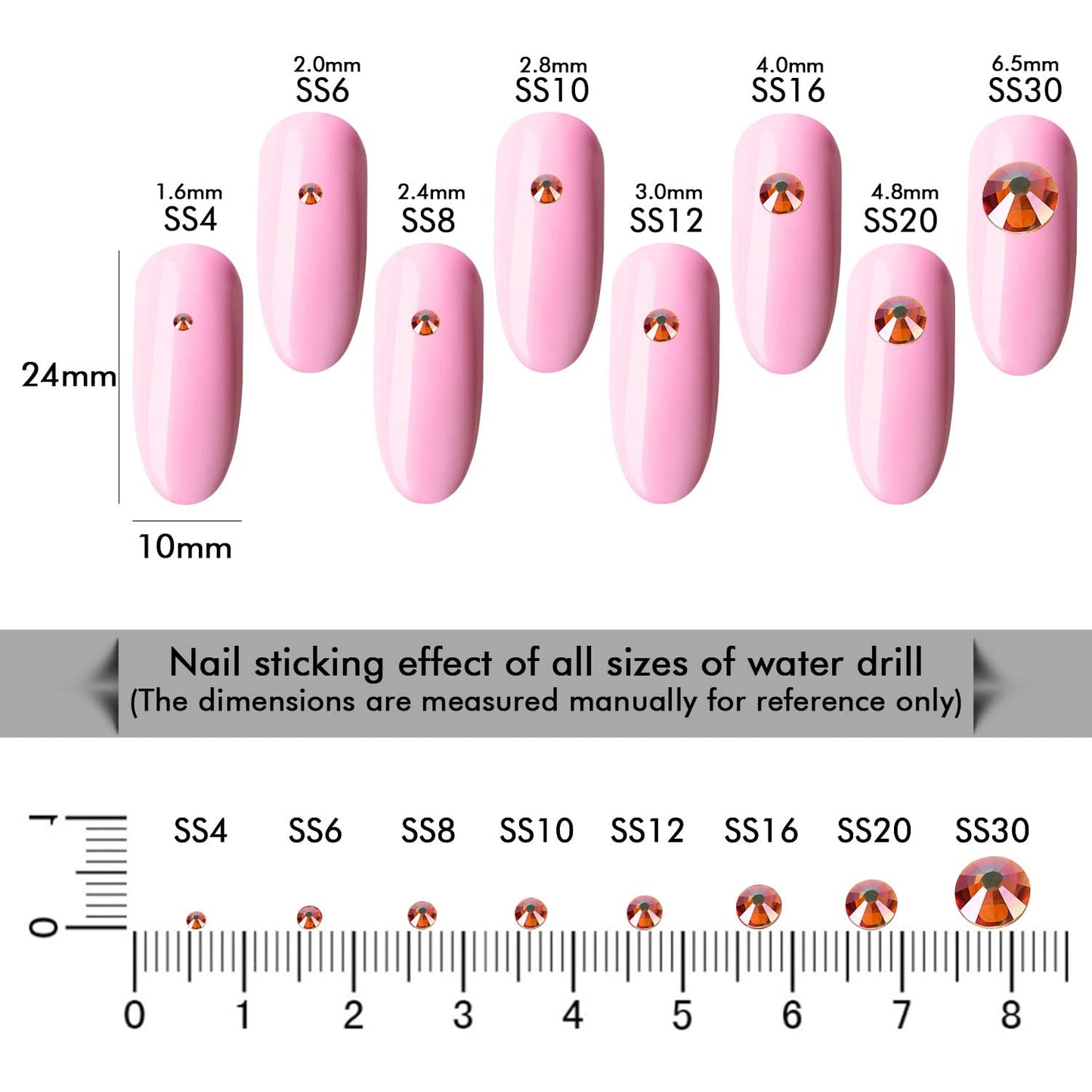 1440Pcs Amber Crystal Rhinestones,Glass Flatback Rhinestones Small Gemstones for Nail Face Makeup Art Crafts Clothes Decoration - (SS8,2.4mm, Amber)