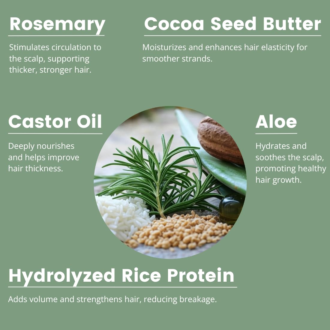 Pure Rosemary Natural Shampoo Bar - Volumizing, Strengthening, Thickening Solid Hair Growth Soap, Made in USA with Rice Protein, Caffeine, Castor Oil, and Ginger, Organic for Women, Men