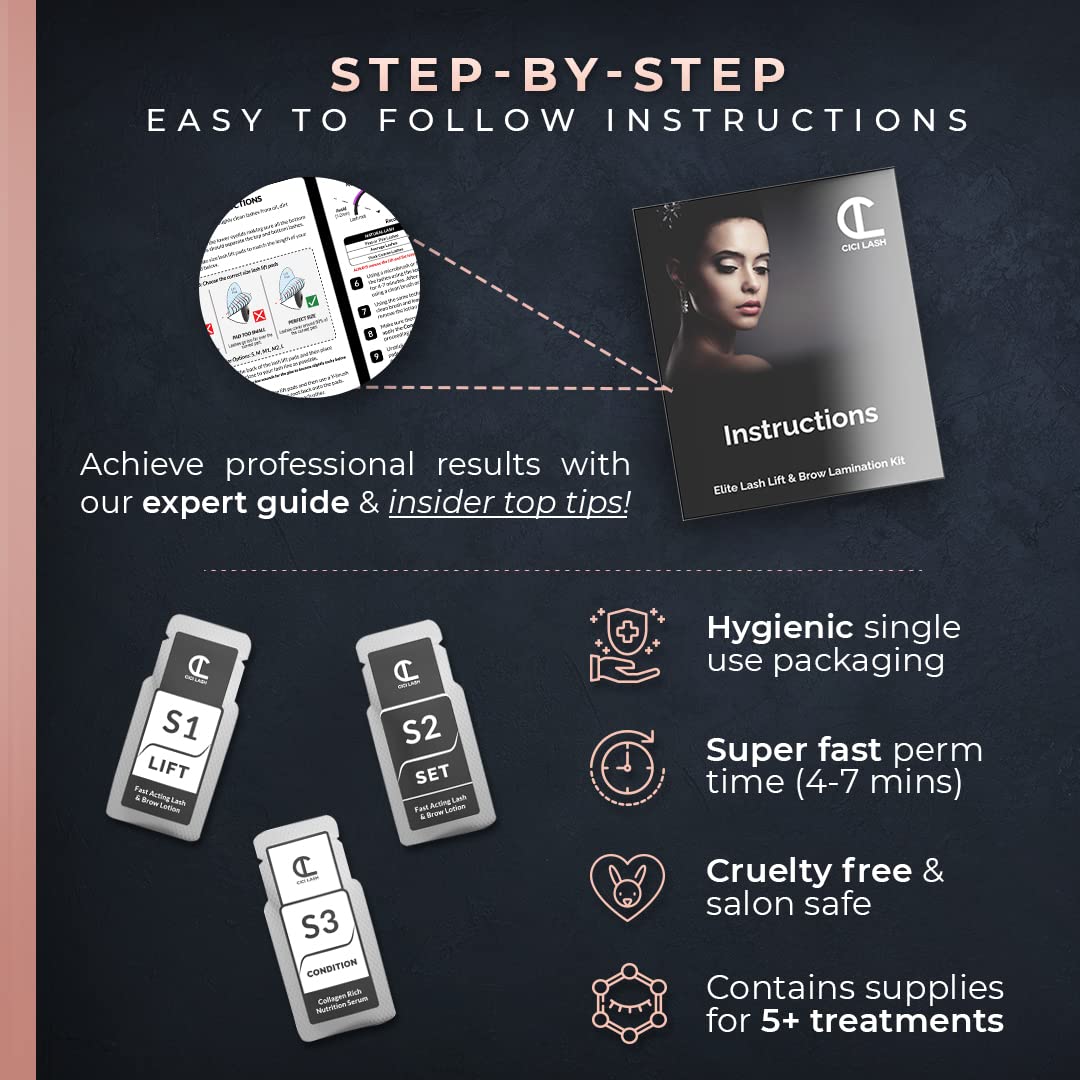 2 in 1 Lash Lift Kit and Brow Lamination Kit | Instant Perming, Lifting & Curling for Eyelashes & Eyebrows | Professional Salon Results Lasting 6-8 Weeks | Includes Glue & Supplies for 5+ Treatments