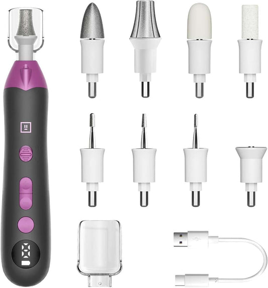 Callus Remover for Feet, Electric Foot Callus Remover - 8 Grinding Heads, 9 Speeds, Rechargeable Foot File - Professional Pedicure Tool for Hard Skin, Calluses & Cracked Feet