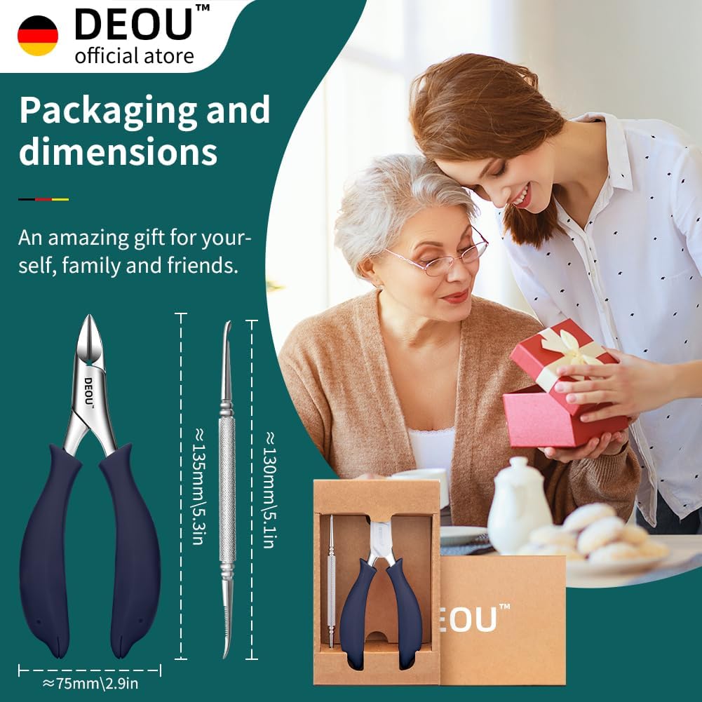 Podiatrist Toenail Clippers Ingrown Toenail Tools for Thick Nails and Inlaid Nails,Manicure and Pedicure Clippers,Heavy Duty Nail Clippers, Pedicure Tools (Dark Blue+Nail Remover)