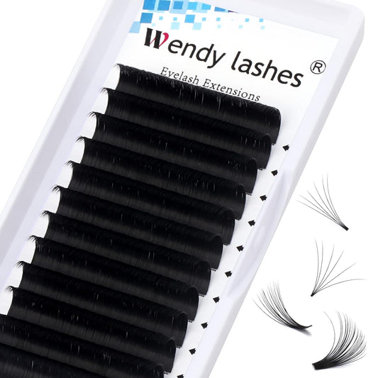 Easy Fan Volume for Lash Artists: Handmade Fans, Self Fanning, Blooming, Black, D Curl, 0.05mm, 14mm, Wendy, KH200422
