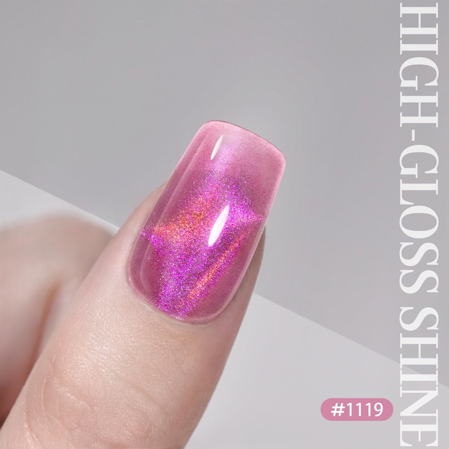 RARJSM Rose Pink Aurora Cat Eye Gel Nail Polish Multichrome Color Glitter Fuchsia Candy Glass Diamond Cat Eye Gel Polish with Magnet Stick Soak off UV LED Curing Requires Home Salon Diy Nail Art