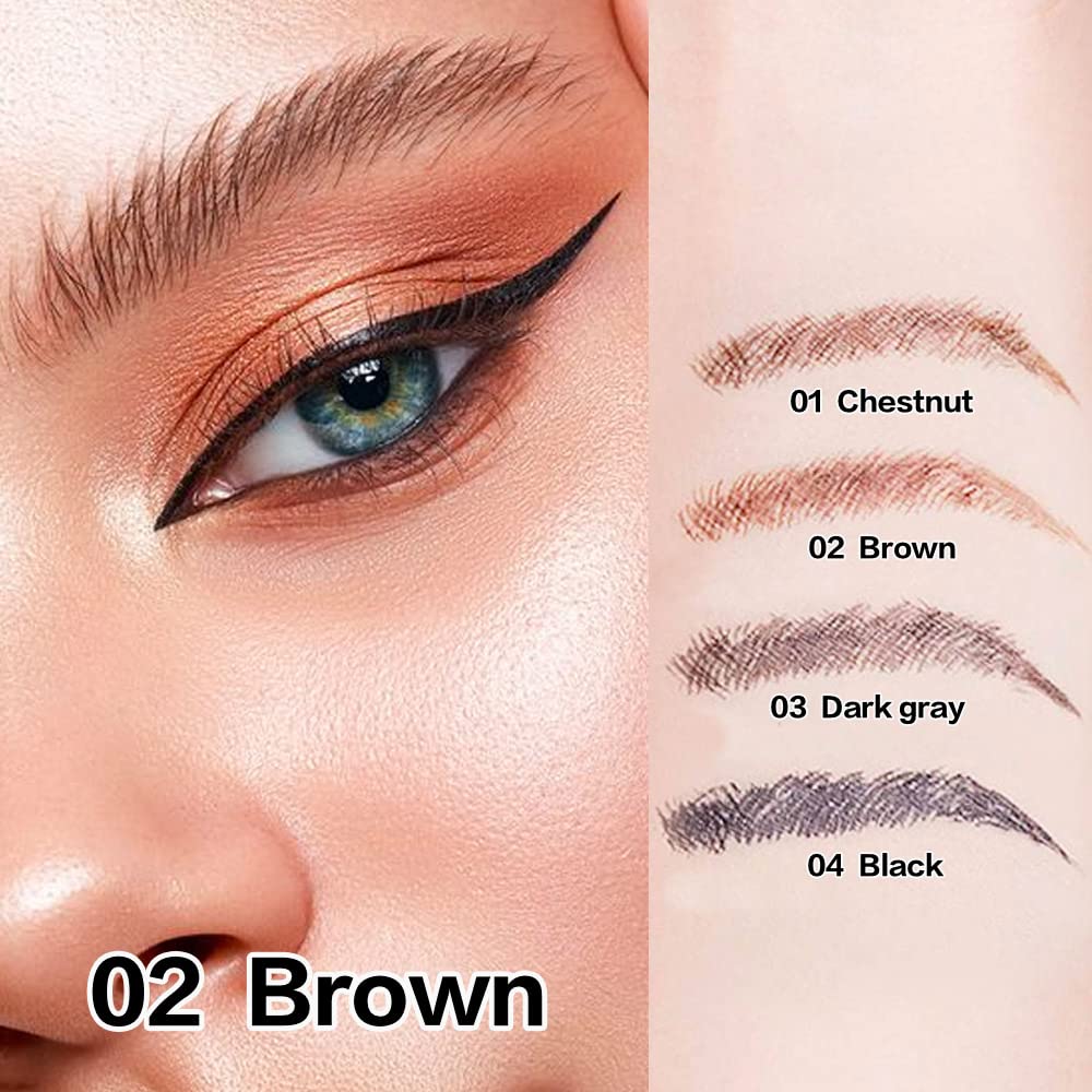 2 Pcs/Set Eyebrow Ink Pencil by Brow Stylist -Micro 4 Point Brow Pen Lift & Snatch Eyebrow Pen Kits with 3 Eyebrow Stencil Long-Lasting Waterproof Natural Eyebrow Hair (2# brown)