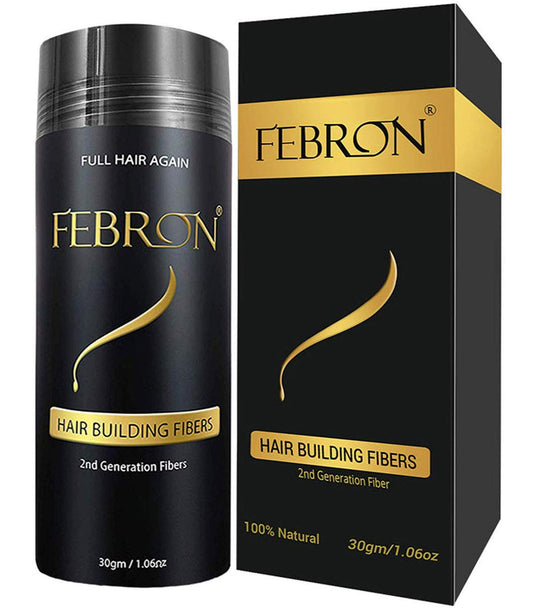 FEBRON Hair Fibers For Thinning Hair MEDIUM BROWN Giant 30G For Women & Men Hair Loss Concealer Hair Powder Volumizing Based 100% Undetectable & Natural - Bold Spots Filler