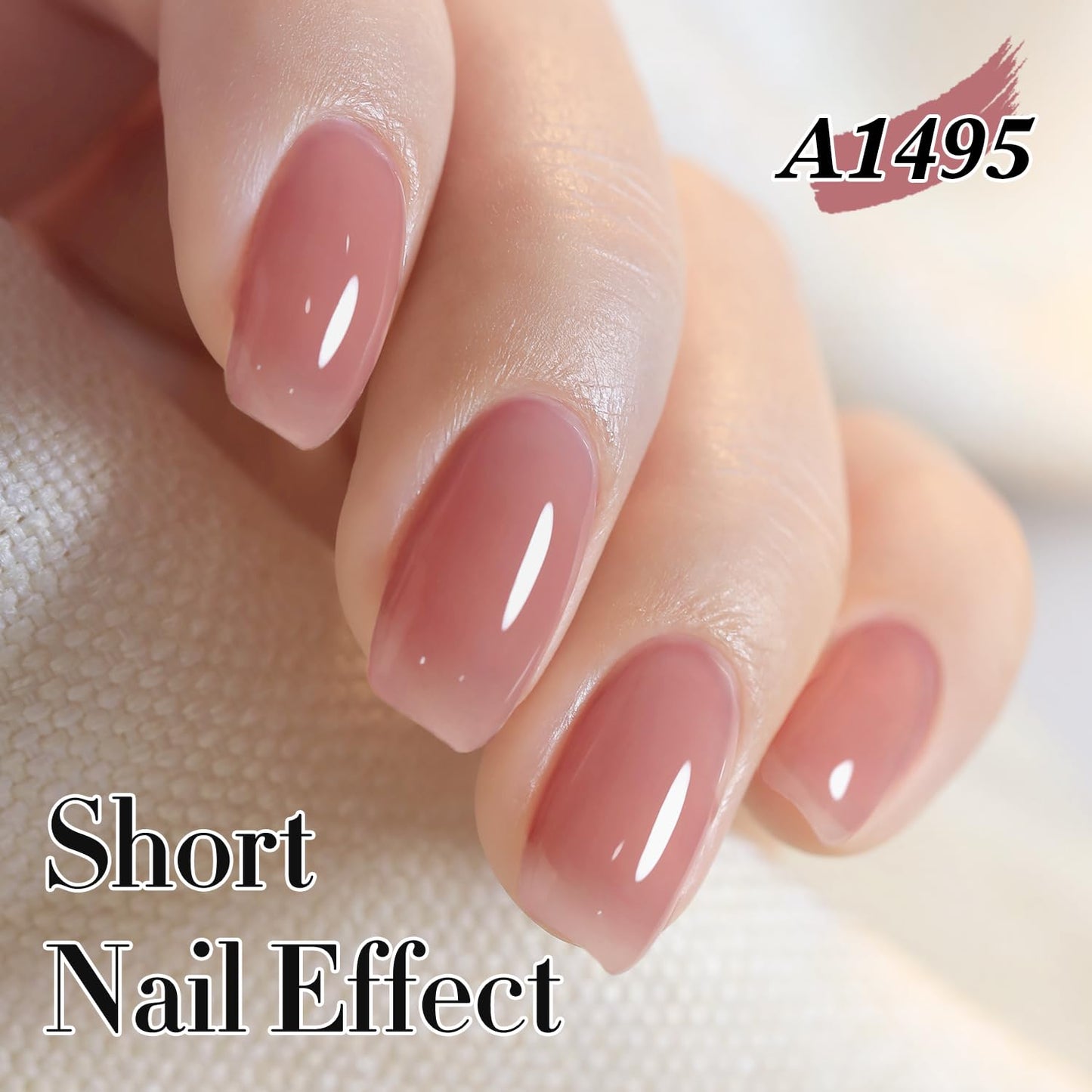 Double Rhythm 0.50 OZ Translucent Gel Polish Same Color Same Bottle Sheer Pastel Neutral Natural Milky 15 ML Jelly UV Nail Art DIY at Home (Pale Purple Pink-A1495)