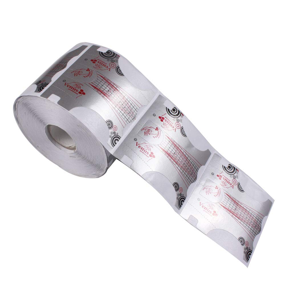 500Pcs Nail Form, Nail Art Guide Stickers for Acrylic UV Gel Nail Tips Manicure Extension Tool (1 Roll / 500 PCS - Sliver)
