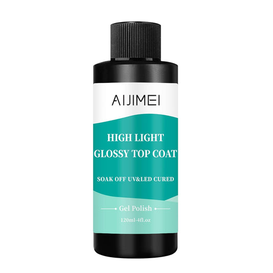AIJIMEI 120ml High Shine Glossy Top Coat for Nails Long Lasting, Smooth TopCoat, High Light Glossy Top Coat for DIY Nail Art Use Enhance Your Manicure with Brilliant Reflection 4 Fl Oz