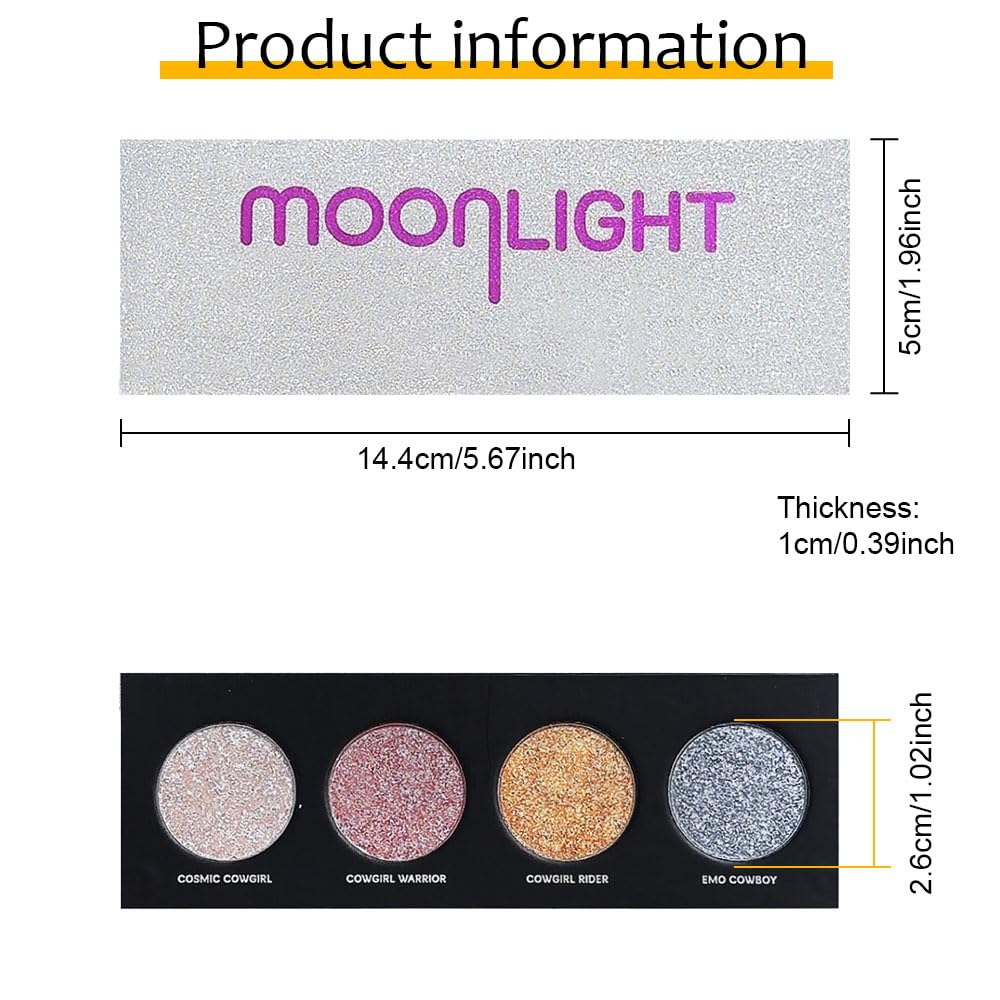 4 Colors Highlight Silver Gold Eyeshadow Palette, SHANY Cosmetics Shimmer Eyeshadow Palette, Cruelty-Free and Vegan Formula, Glitter Shimmer Eyeshadow for Professional Makeup