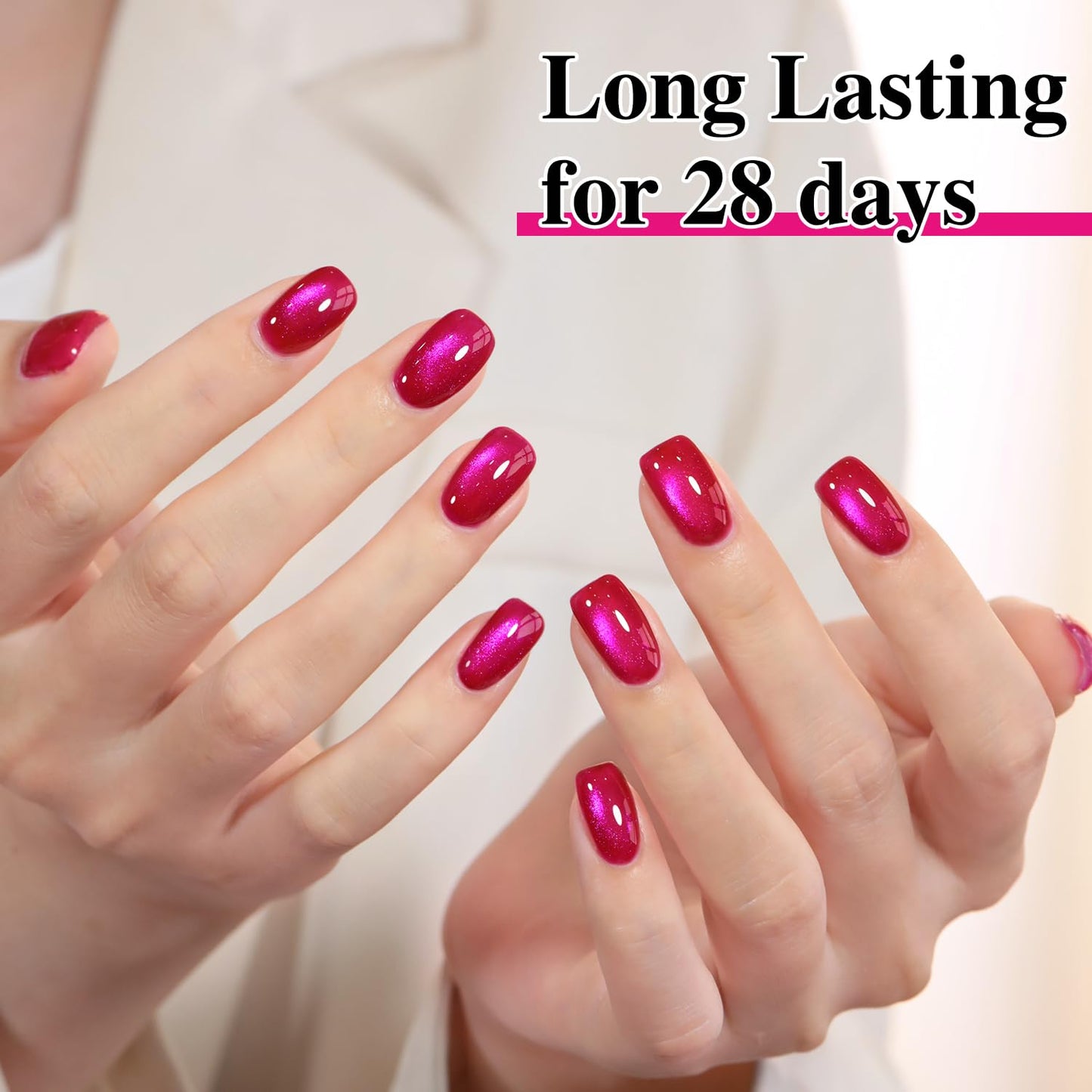 Double Rhythm 0.5 OZ Cat Eye Gel Polish with Magnet 15ML Holographic Glitter Shimmer Translucent Jelly Color Magnetic Gel Polish Salon DIY at Home (Pitaya Purple-MC1288)