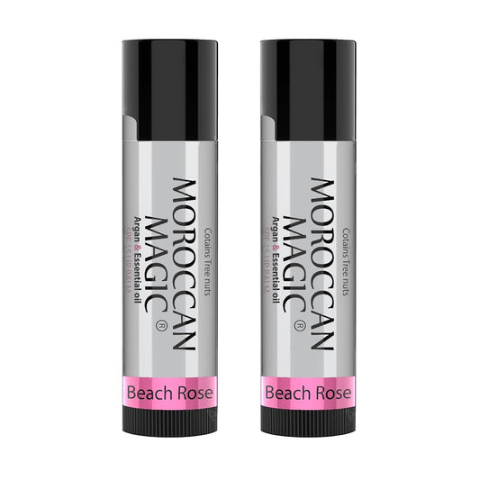 Moroccan Magic Beach Rose SPF 15 Lip Balm - Rose Vanilla | Argan Oil & Essential Oils | Family Owned | Cruelty Free | 2 Pack