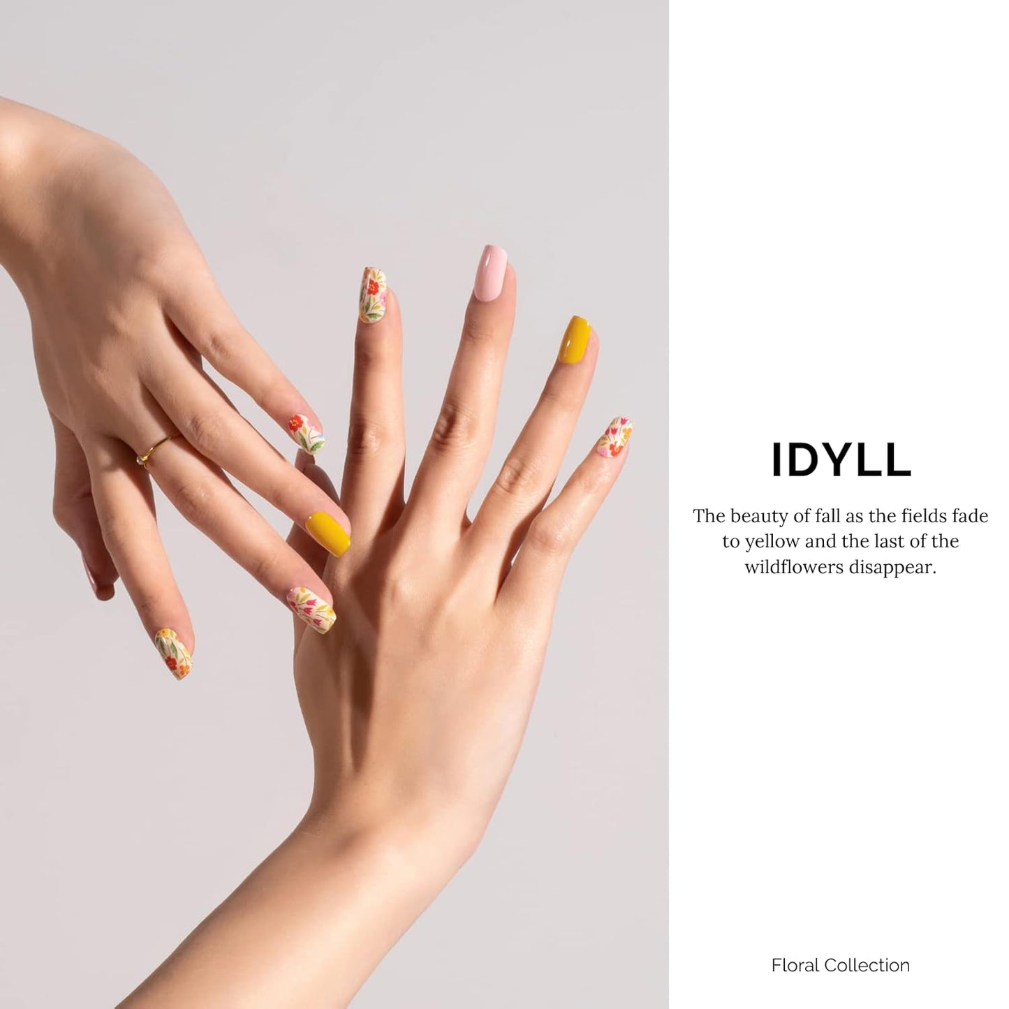 Nailog Semi Cured Gel Nail Strips 34 pcs | Long Lasting Nail Polish Sticker Wraps with Glossy Gel Finish | Idyll