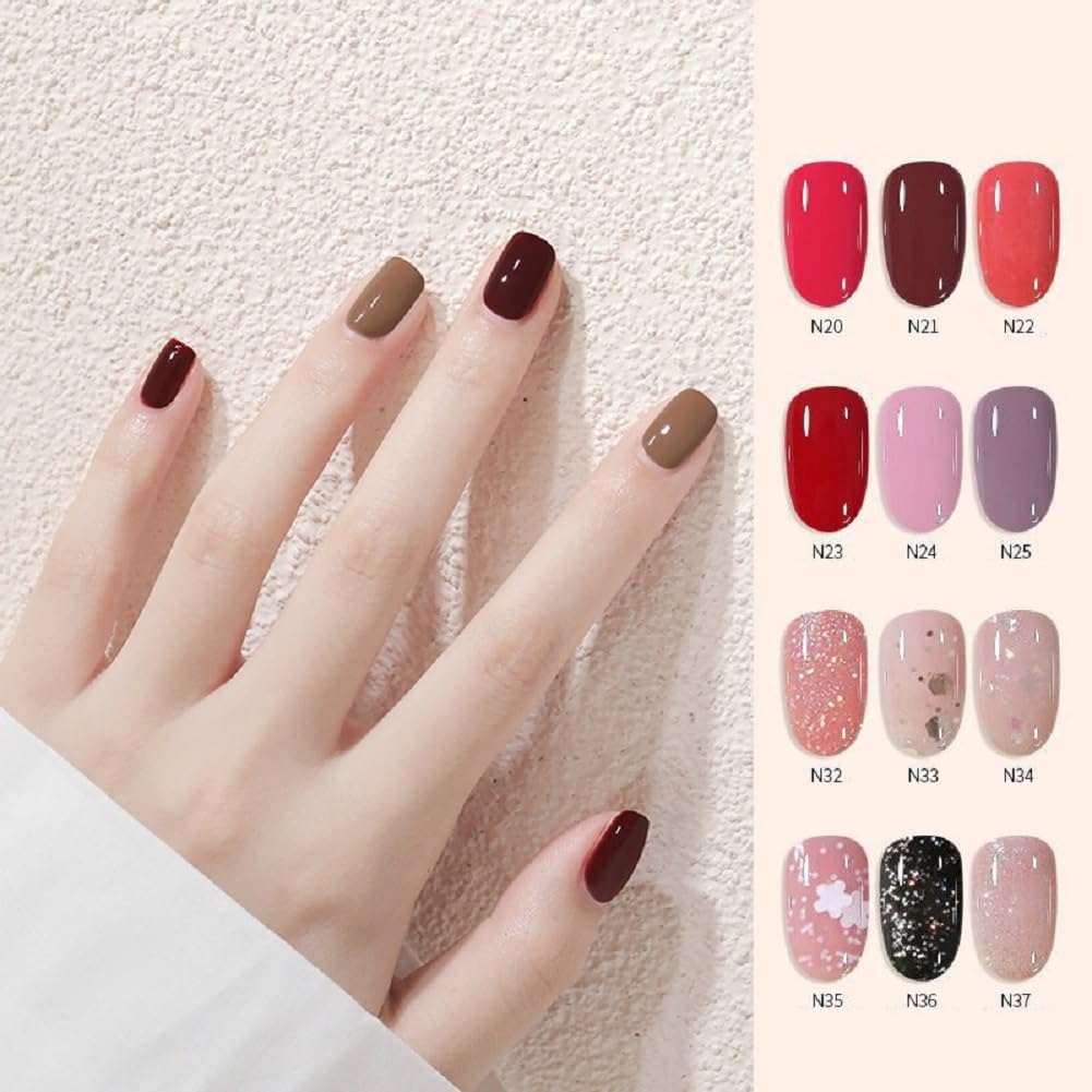 Nail Polish set - Nail Lacquer Quick Dry, Full Size, Vibrant, Colorful, Trendy, Glitter, Glossy, Metallic, Matte Nail Art Nail Shades (N11 Wine red flash fine, 52g)