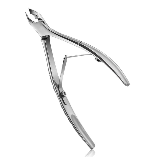 FERYES Cuticle Clipper with Pusher, 2 in 1 Professional Cuticle Trimmer, 6mm Full Jaw Cuticle Nipper, Stainless Steel Cuticle Remover Tool Mirror Silver