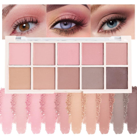 Ten Color Pink Brown Series Matte Eyeshadow Makeup Palette, High-Pigment Eye Shadow, Smooth & Blendable, Everyday Velvety Matte Finish Eye Makeup Looks Box, Vegan & Cruelty-Free, 0.35 Oz 04#
