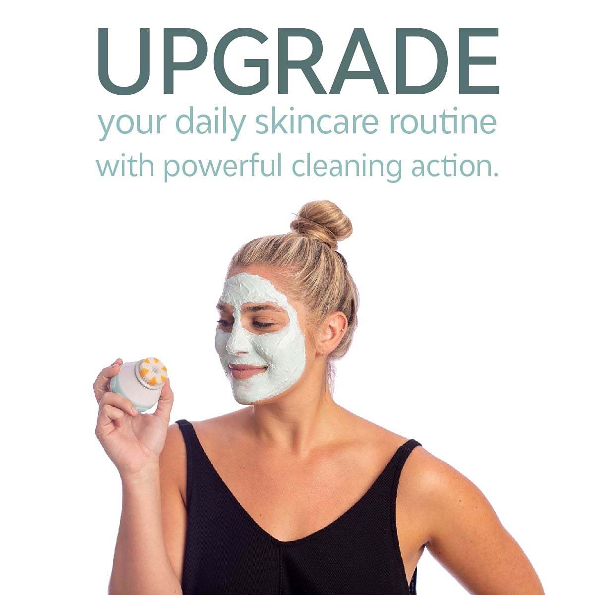 Tao Clean Ona Diamond Orbital Facial Brush and Cleansing Station – Robin's Egg Blue – Electric Face Cleansing Brush with Ergonomic Handle, Dual Speed Settings, 2 Piece Set, (BA-0201-RBE-US)